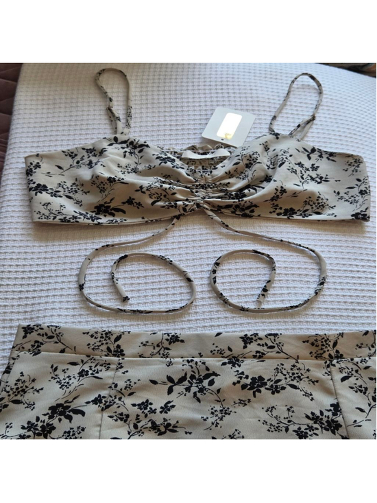MAPCIE Dresses & Skirts - Women's MAPCIE Beige Black Floral Maxi Skirt Set M